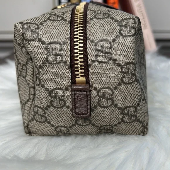 Cosmetic Bag Gucci Ophidia GG Supreme Brown Coated Canvas Large Zippy Gold Tone - Picture 5 of 17
